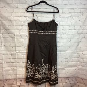 ANN TAYLOR COTTON EMBROIDERED DRESS BLACK WHITE SZ 12